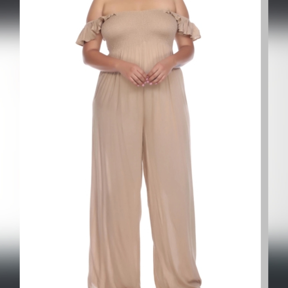 Boho Me Smocked Jumpsuit in Tan